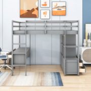Full Loft Bed with 6 Drawers and Built-in Desk