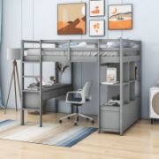 Full Loft Bed with 6 Drawers and Built-in Desk