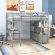 Full Loft Bed with 6 Drawers and Built-in Desk