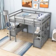 Full Loft Bed with 6 Drawers and Built-in Desk