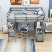 Full Loft Bed with 6 Drawers and Built-in Desk
