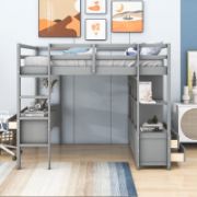 Full Loft Bed with 6 Drawers and Built-in Desk