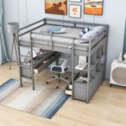 Full Loft Bed with 6 Drawers and Built-in Desk