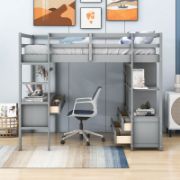 Full Loft Bed with 6 Drawers and Built-in Desk