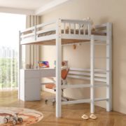 Twin Loft Bed with Desk and Storage Cabinet