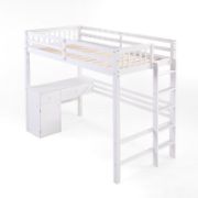 Twin Loft Bed with Desk and Storage Cabinet