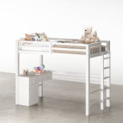 Twin Loft Bed with Desk and Storage Cabinet