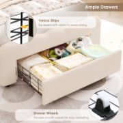 Kids’ Upholstered LED Bed with Storage Drawer and Adjustable Headboard