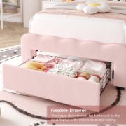 Kids’ Upholstered LED Bed with Storage Drawer and Adjustable Headboard