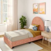 Upholstered Bed with Arched Headboard