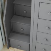 Twin 12 Drawer Solid Wood Loft Bed with Bookcase and Built-in Stairs