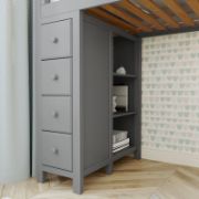 Twin 12 Drawer Solid Wood Loft Bed with Bookcase and Built-in Stairs