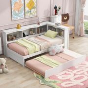 Twin Size Daybed with Trundle, Storage Cabinets, and USB Ports