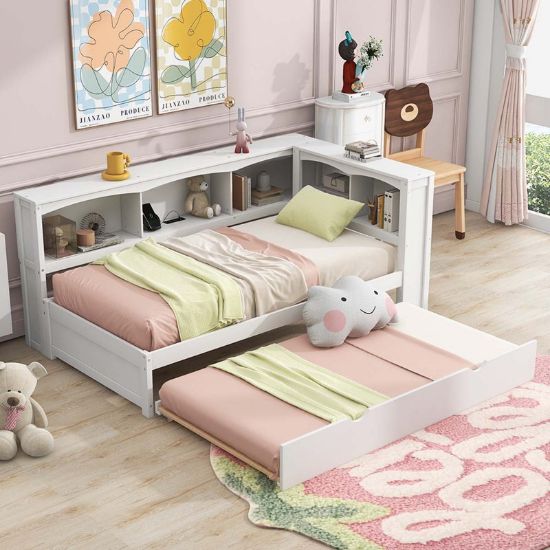 Twin Size Daybed with Trundle, Storage Cabinets, and USB Ports