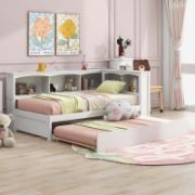 Twin Size Daybed with Trundle, Storage Cabinets, and USB Ports
