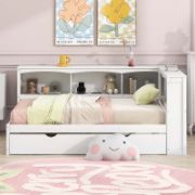 Twin Size Daybed with Trundle, Storage Cabinets, and USB Ports