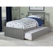 Solid Wood Twin  Bed with Paneled Headboard, Footboard, and Trundle