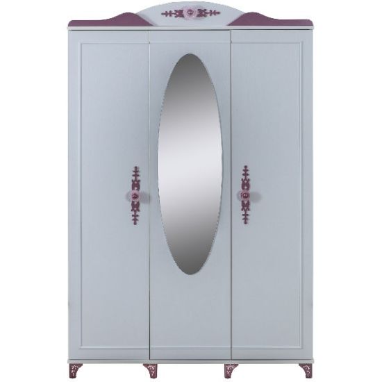 Children's Wardrobe with Mirror and Double Doors