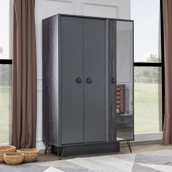 Modern Kids Wardrobe with Built-In Mirror