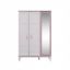 White and Pink Lined Kids Wardrobe with Built-in Mirror