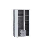 Two-tone Kids Wardrobe with Built-In Mirror and Drawers