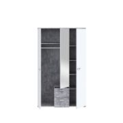 Two-tone Kids Wardrobe with Built-In Mirror and Drawers