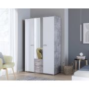 Two-tone Kids Wardrobe with Built-In Mirror and Drawers