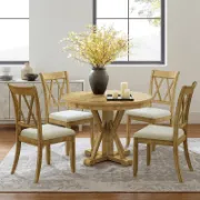Solid Wood Top Pedestal Dining Set