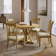 Solid Wood Top Pedestal Dining Set