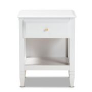 1-Drawer Solid Wood Nightstand with Tapered Feet