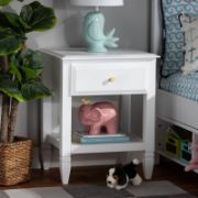 1-Drawer Solid Wood Nightstand with Tapered Feet