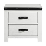 Modern White Kids Nightstand with Black Trim