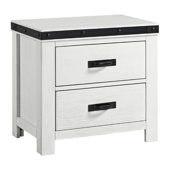 Modern White Kids Nightstand with Black Trim
