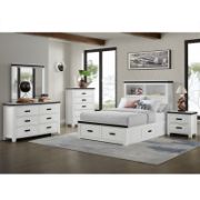 Modern White Kids Nightstand with Black Trim