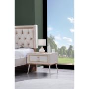 One-Drawer Nightstand with Gold Accents