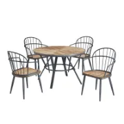 5-Piece Wood And Metal Round Dining Set