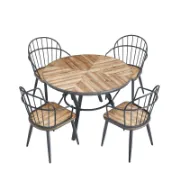 5-Piece Wood And Metal Round Dining Set