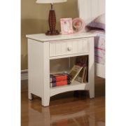 Wooden Nightstand with Drawer and Open Shelf
