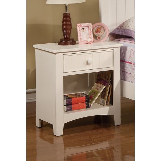 Wooden Nightstand with Drawer and Open Shelf