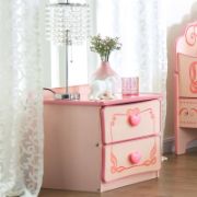 Pink Two-Drawer Nightstand with Heart Handles