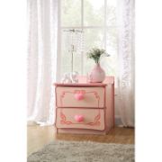 Pink Two-Drawer Nightstand with Heart Handles