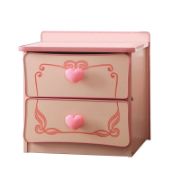 Pink Two-Drawer Nightstand with Heart Handles