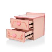 Pink Two-Drawer Nightstand with Heart Handles