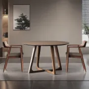 Minimalist Round Solid Wood Dining Table Sets