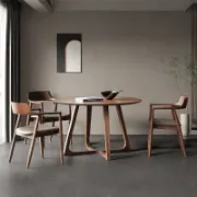 Minimalist Round Solid Wood Dining Table Sets