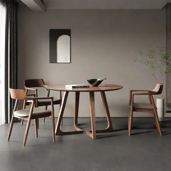 Minimalist Round Solid Wood Dining Table Sets