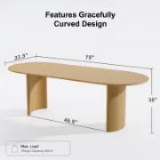 Oval Wood Dining Table with 2 Legs