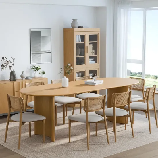 Oval Wood Dining Table with 2 Legs