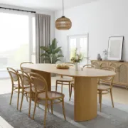 Oval Wood Dining Table with 2 Legs