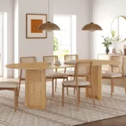 Oval Wood Dining Table with 2 Legs